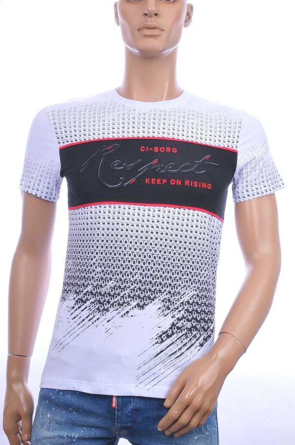 Ci-Borg trendy RESPECT ronde hals heren T-shirt Wit