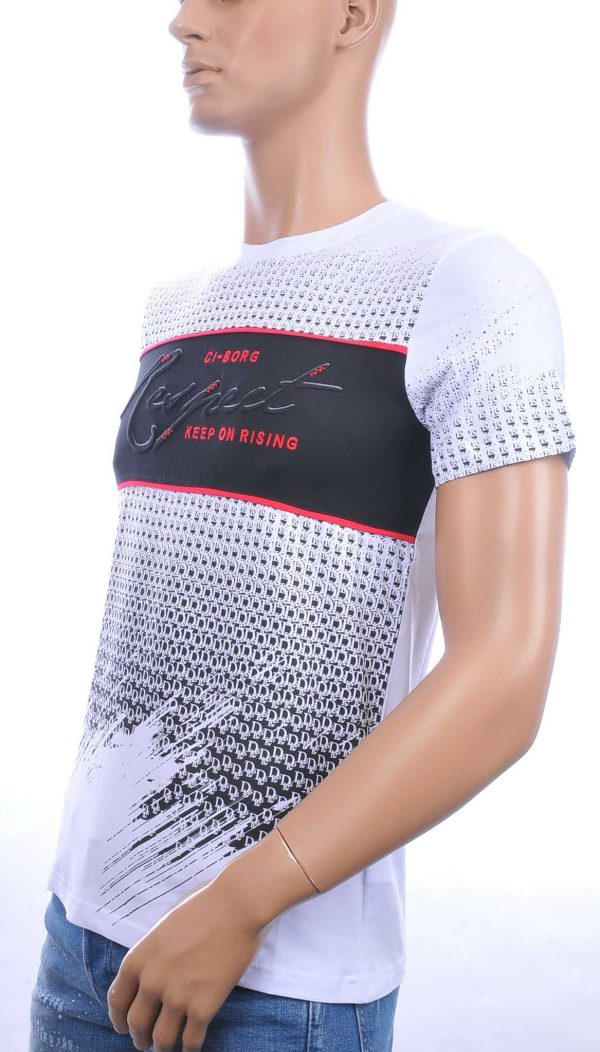 Ci-Borg trendy RESPECT ronde hals heren T-shirt Wit