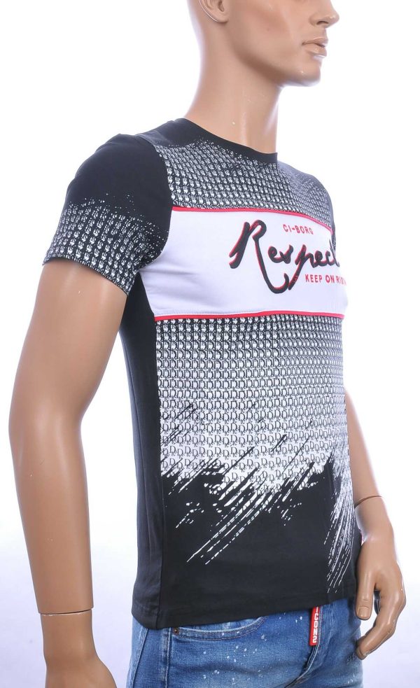 Ci-Borg trendy RESPECT ronde hals heren T-shirt Zwart