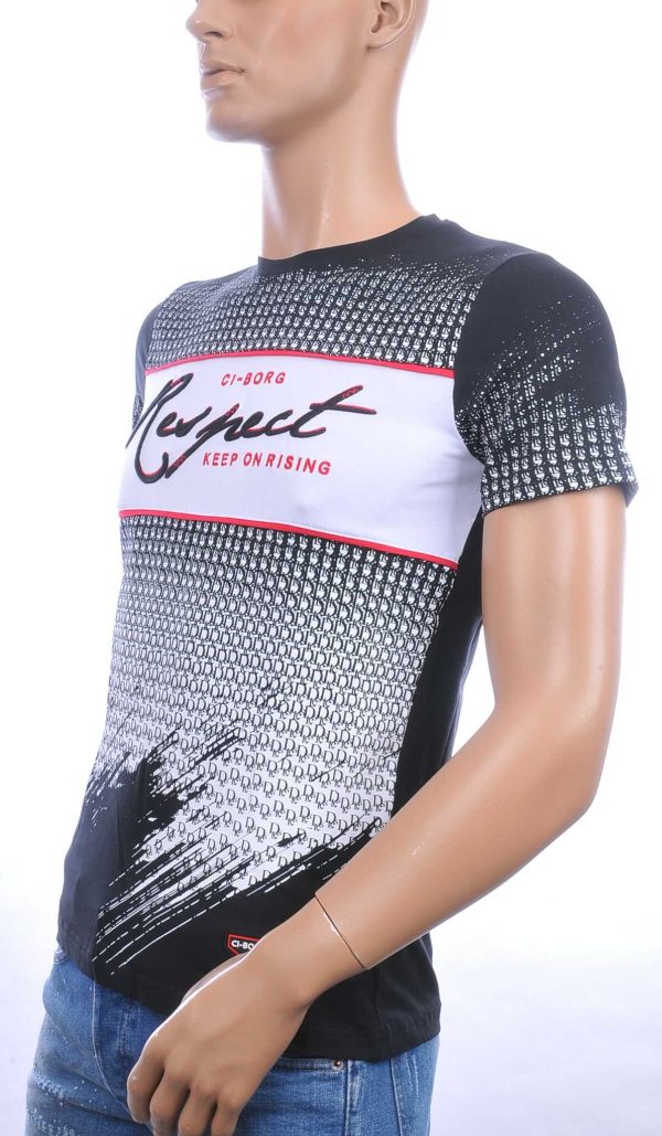Ci-Borg trendy RESPECT ronde hals heren T-shirt Zwart