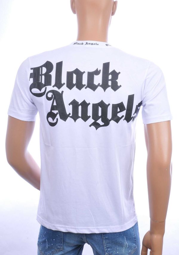 FRANCO RENZO trendy BLACK ANGELS ronde hals heren T-Shirt Wit