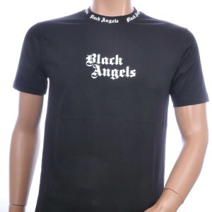 FRANCO RENZO trendy BLACK ANGELS ronde hals heren T-Shirt Zwart