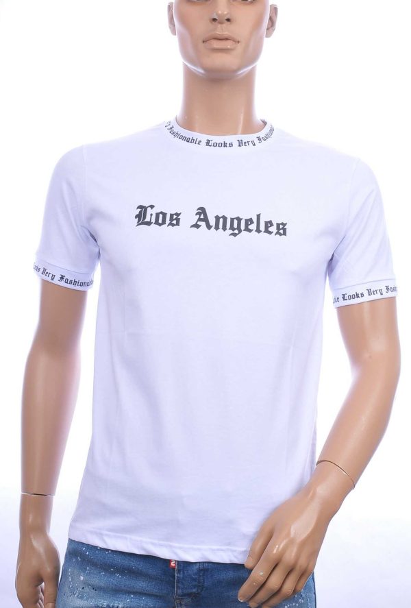 FRANCO RENZO trendy LOS ANGELES ronde hals heren T-Shirt Wit