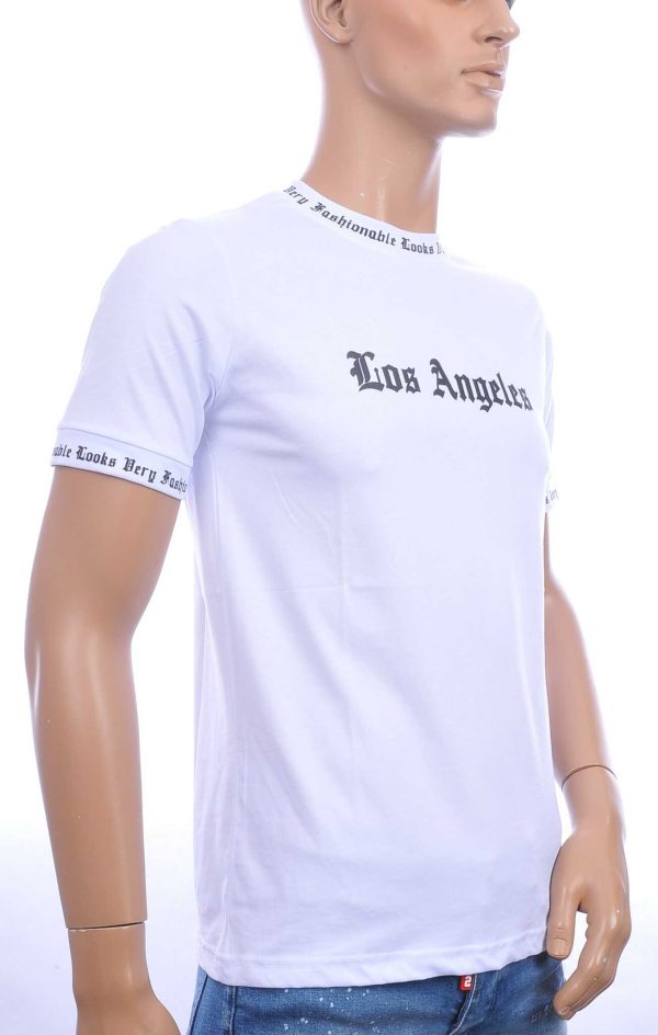 FRANCO RENZO trendy LOS ANGELES ronde hals heren T-Shirt Wit