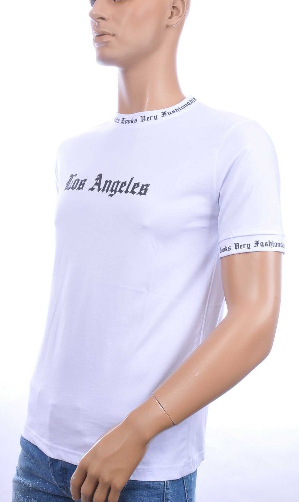 FRANCO RENZO trendy LOS ANGELES ronde hals heren T-Shirt Wit