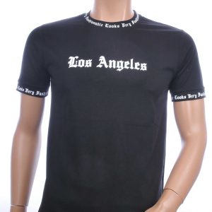 FRANCO RENZO trendy LOS ANGELES ronde hals heren T-Shirt Zwart