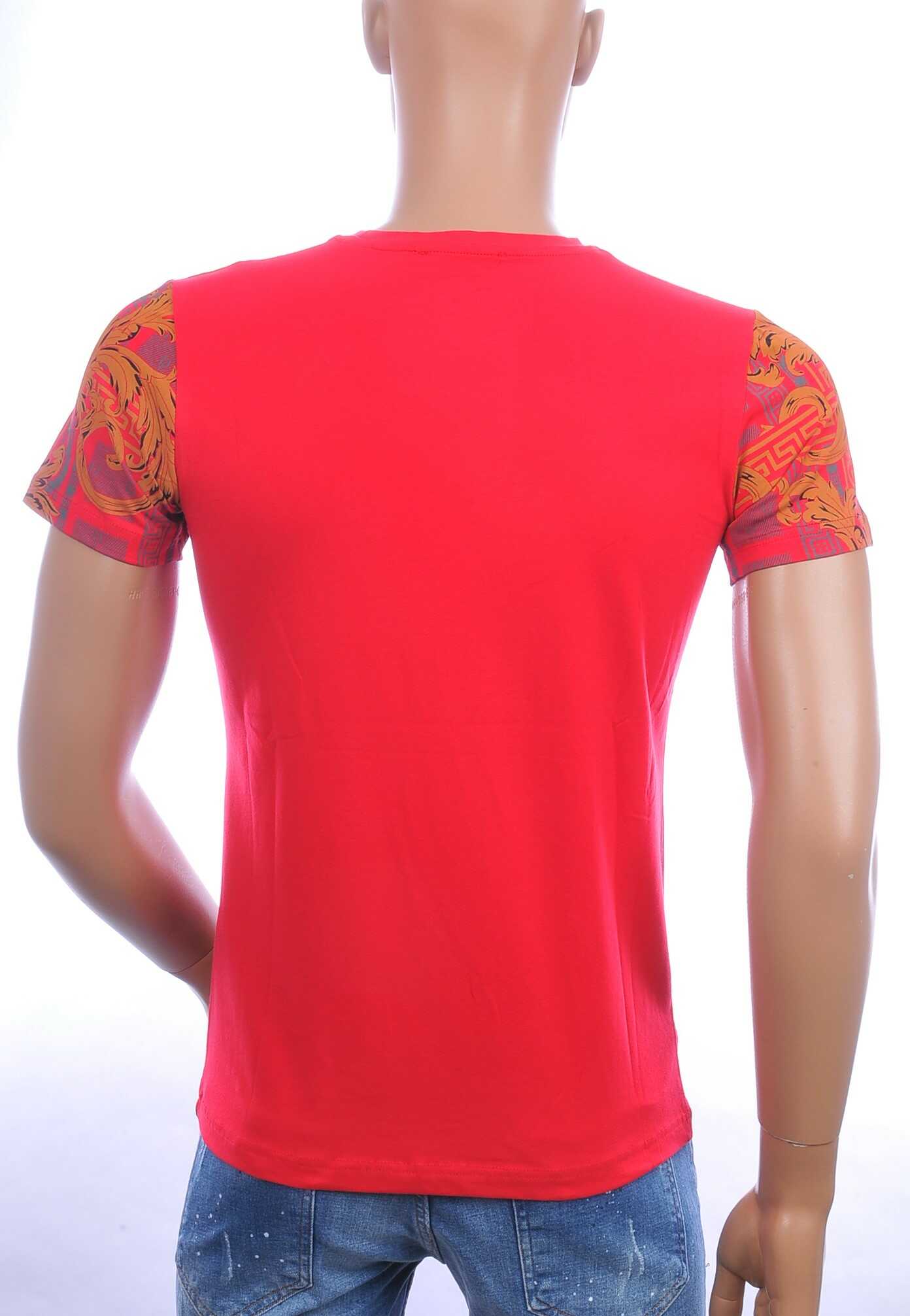 Les DESIGNERS ronde hals leeuwenkop print T-shirt met steentjes Rood