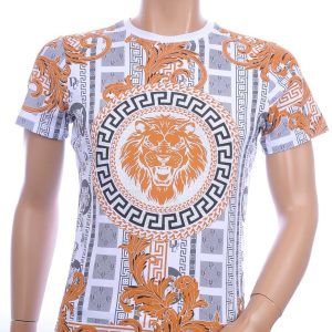 Les DESIGNERS ronde hals leeuwenkop print T-shirt met steentjes Wit