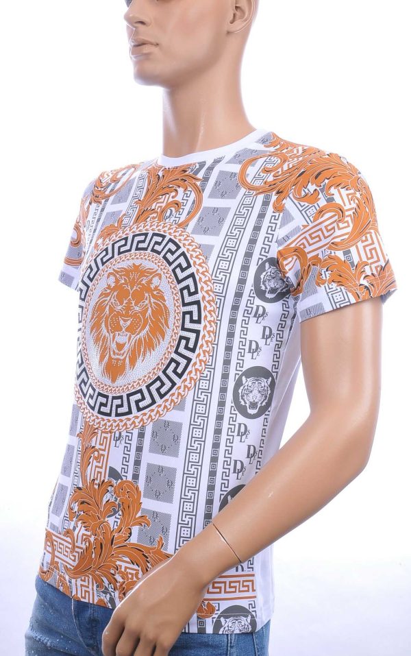Les DESIGNERS ronde hals leeuwenkop print T-shirt met steentjes Wit