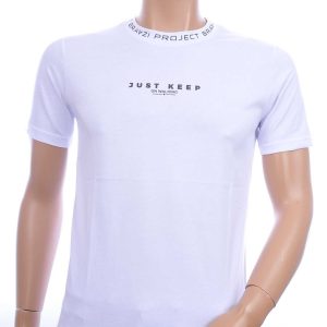 FRANCO RENZO trendy JUST KEEP ronde hals heren T-Shirt Wit