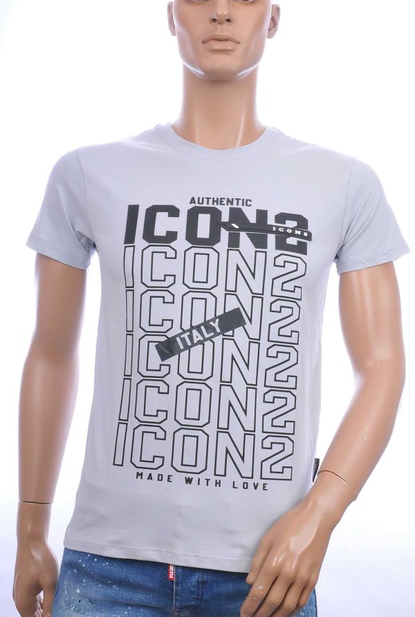 ICON2 trendy ronde hals heren T-Shirt Grijs