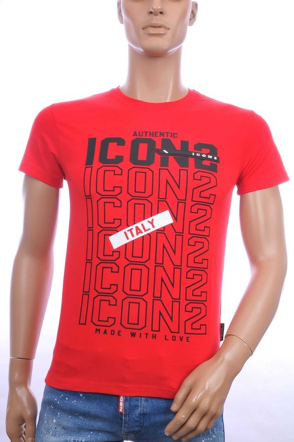 ICON2 trendy ronde hals heren T-Shirt Rood