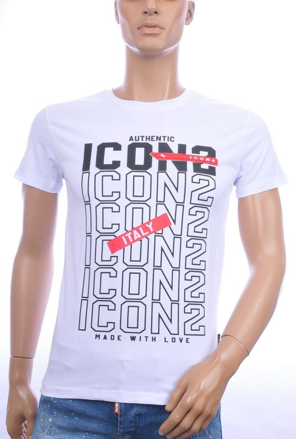 ICON2 trendy ronde hals heren T-Shirt Wit