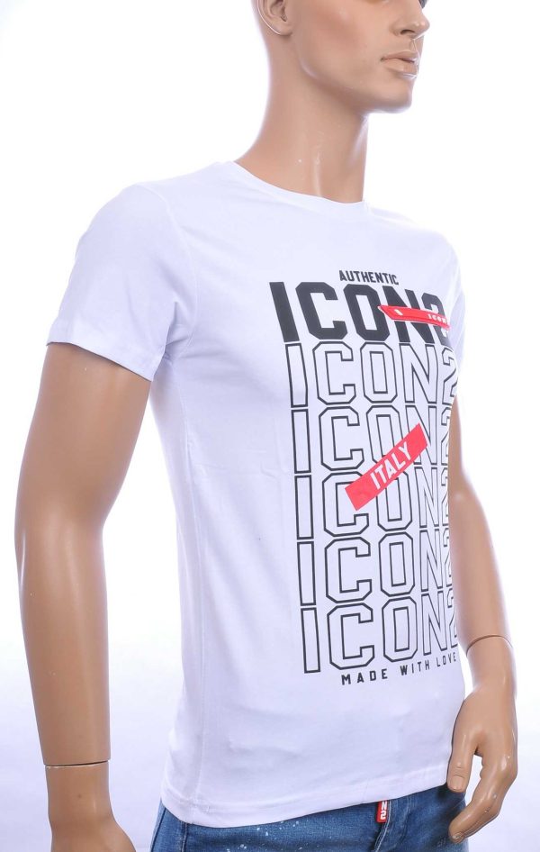 ICON2 trendy ronde hals heren T-Shirt Wit