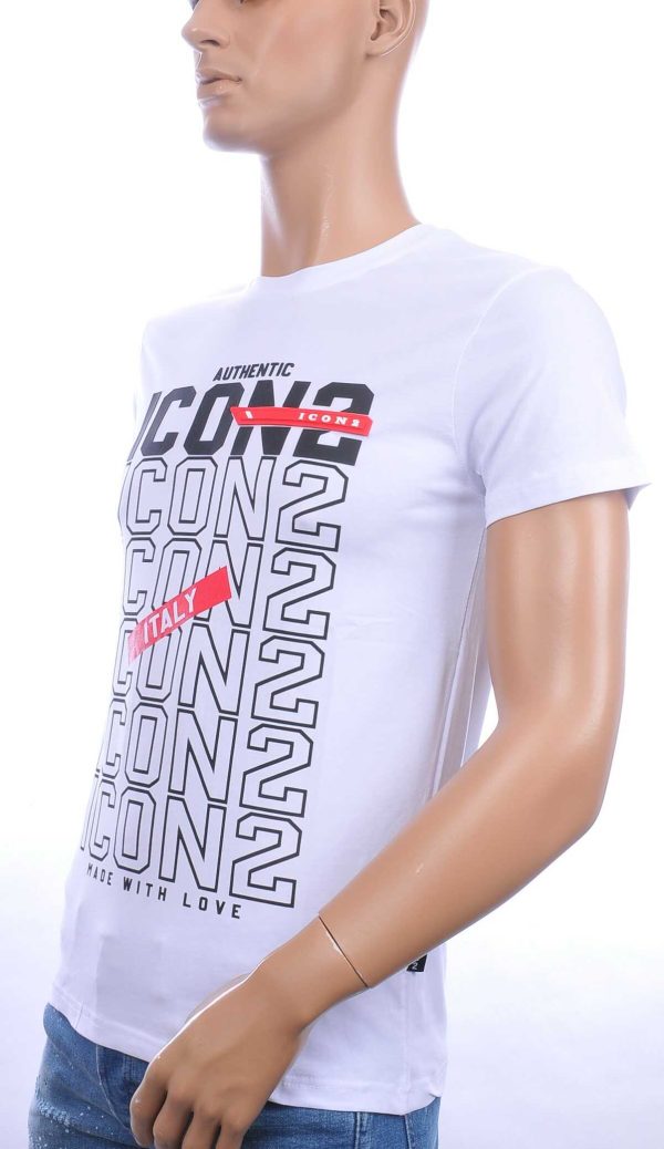 ICON2 trendy ronde hals heren T-Shirt Wit