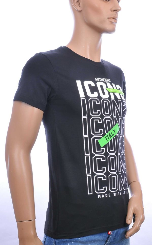 ICON2 trendy ronde hals heren T-Shirt Zwart