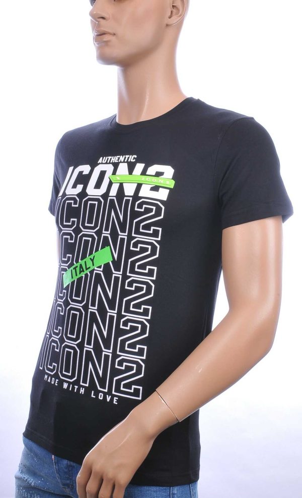 ICON2 trendy ronde hals heren T-Shirt Zwart