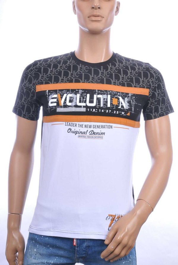 Les DESIGNERS trendy EVOLUTION ronde hals heren T-shirt Wit