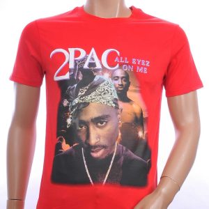 CONTOUR trendy ronde hals 2PAC heren T-Shirt Rood