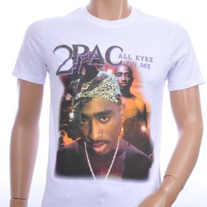 CONTOUR trendy ronde hals 2PAC heren T-Shirt Wit