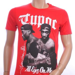 CONTOUR trendy ronde hals TUPAC heren T-Shirt Rood