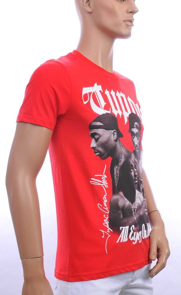 CONTOUR trendy ronde hals TUPAC heren T-Shirt Rood