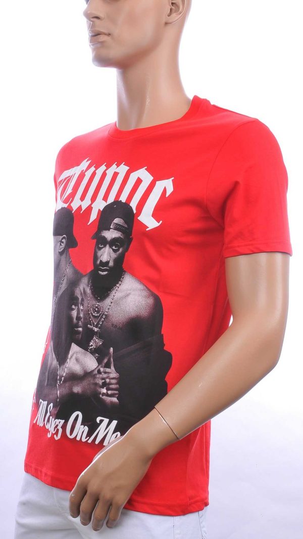 CONTOUR trendy ronde hals TUPAC heren T-Shirt Rood