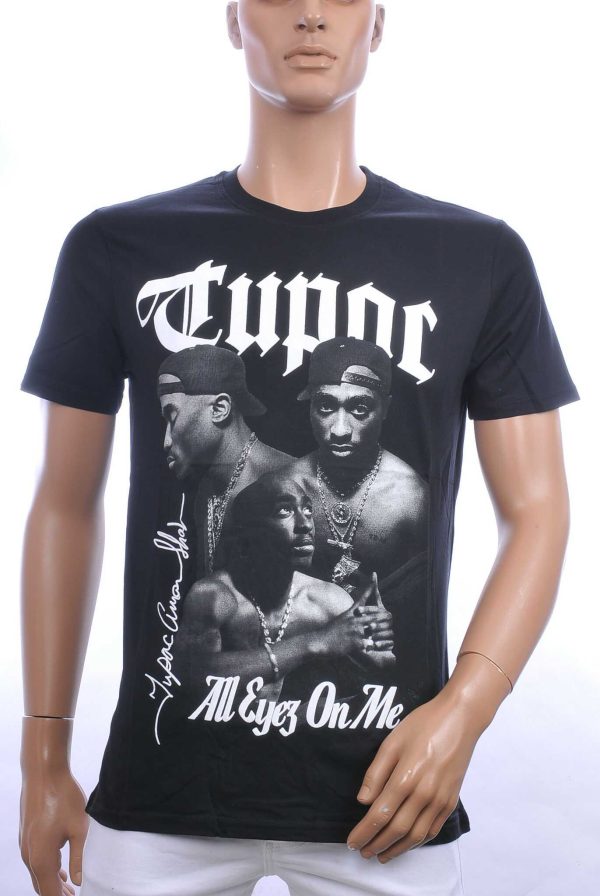 CONTOUR trendy ronde hals TUPAC heren T-Shirt Zwart