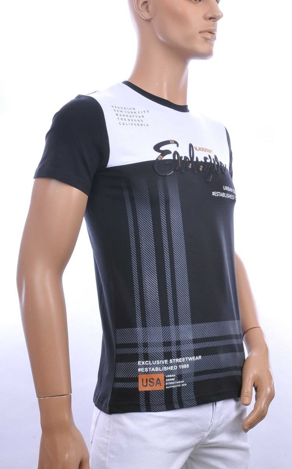 Ci-Borg trendy EXCLUSIVE ronde hals heren T-shirt Zwart