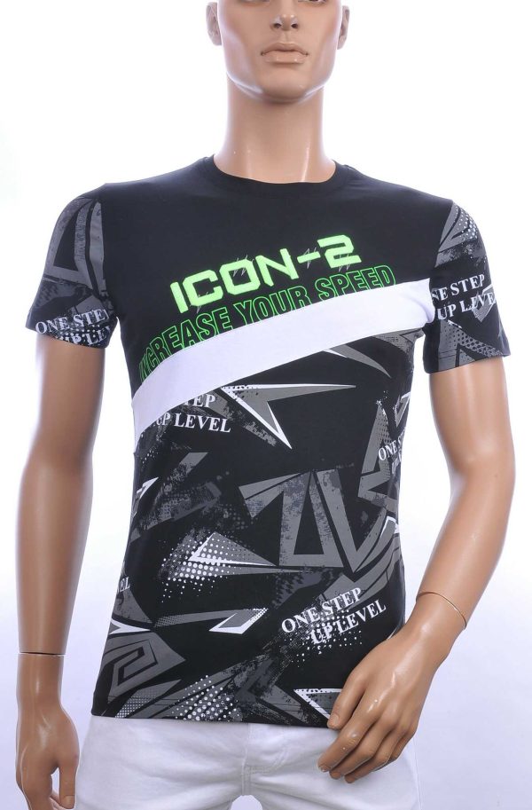 Ci-Borg trendy ICON-2 ronde hals heren T-shirt Zwart