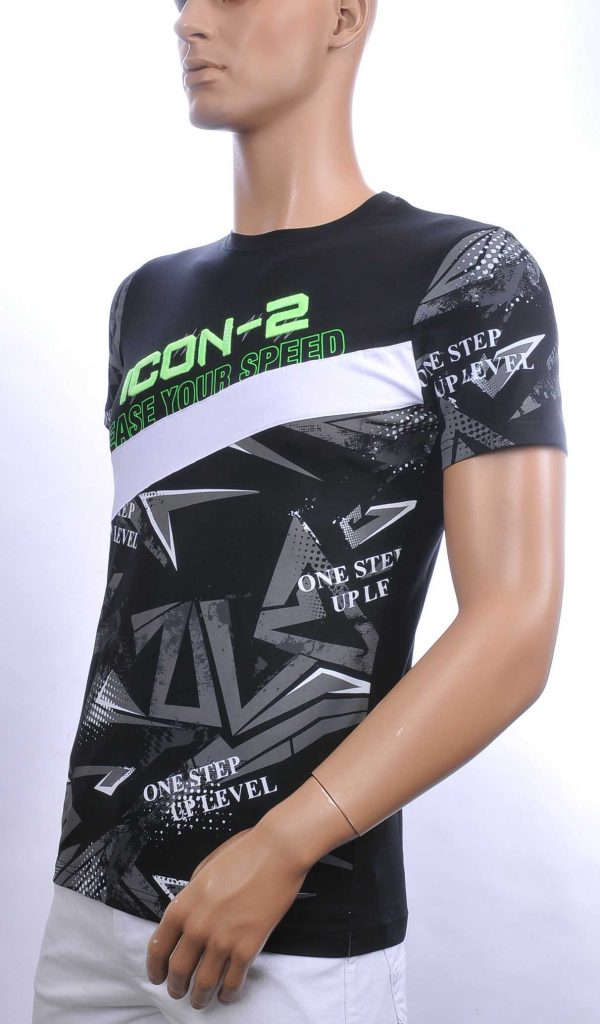 Ci-Borg trendy ICON-2 ronde hals heren T-shirt Zwart
