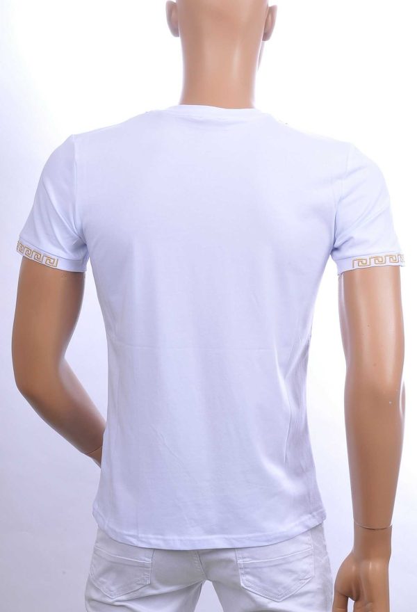 Ci-Borg trendy ronde hals heren T-shirt met leeuwenkop badge Wit