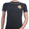 Ci-Borg trendy ronde hals heren T-shirt met leeuwenkop badge Zwart