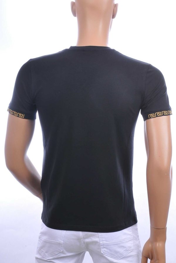 Ci-Borg trendy ronde hals heren T-shirt met leeuwenkop badge Zwart