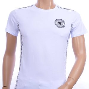 Ci-Borg trendy ronde hals heren T-shirt met leeuwenkop badge Wit