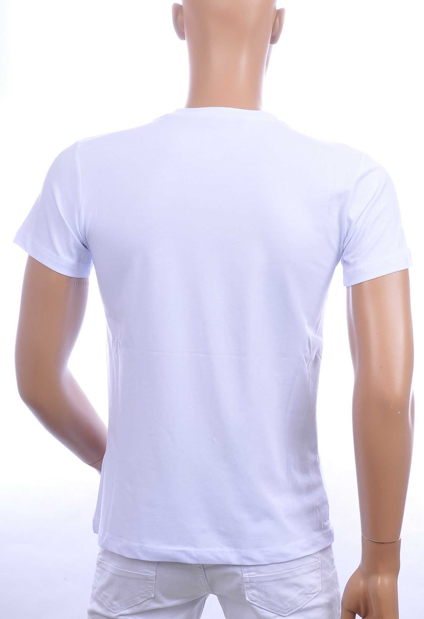 Ci-Borg trendy ronde hals heren T-shirt met leeuwenkop badge Wit