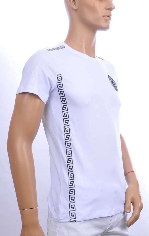 Ci-Borg trendy ronde hals heren T-shirt met leeuwenkop badge Wit