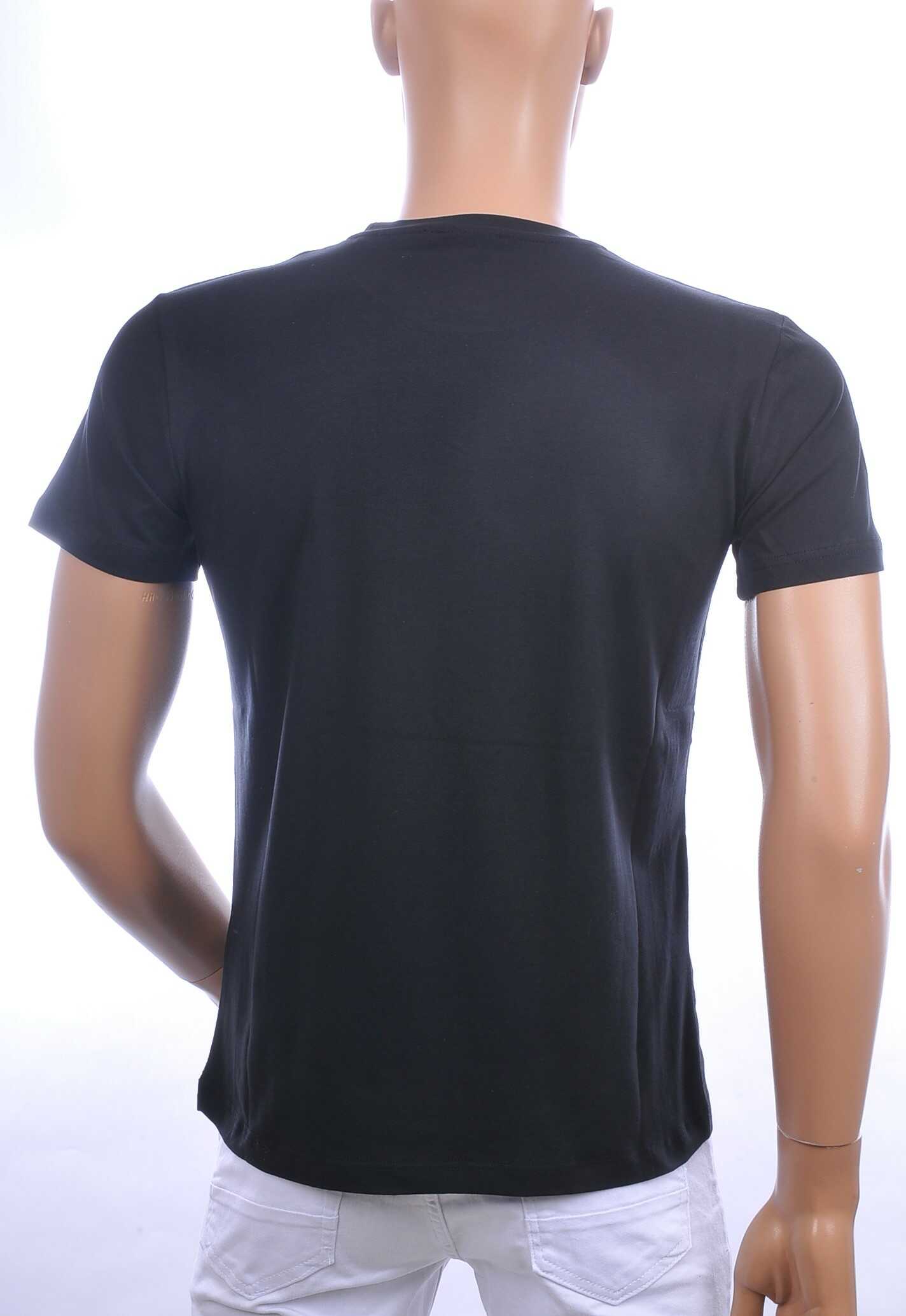 Ci-Borg trendy ronde hals heren T-shirt met leeuwenkop badge Zwart