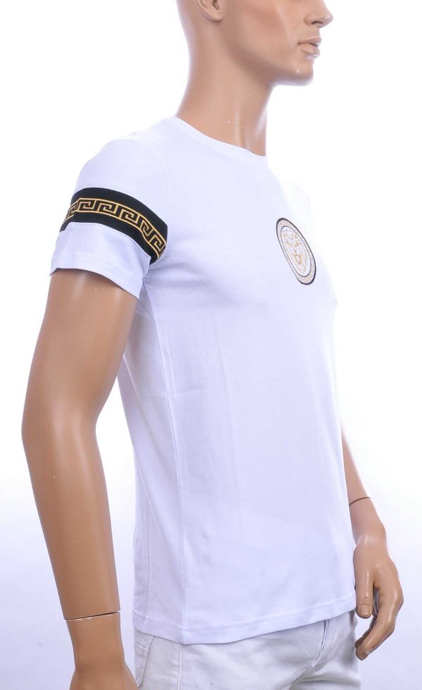 Ci-Borg trendy ronde hals heren T-shirt met leeuwenkop badge Wit