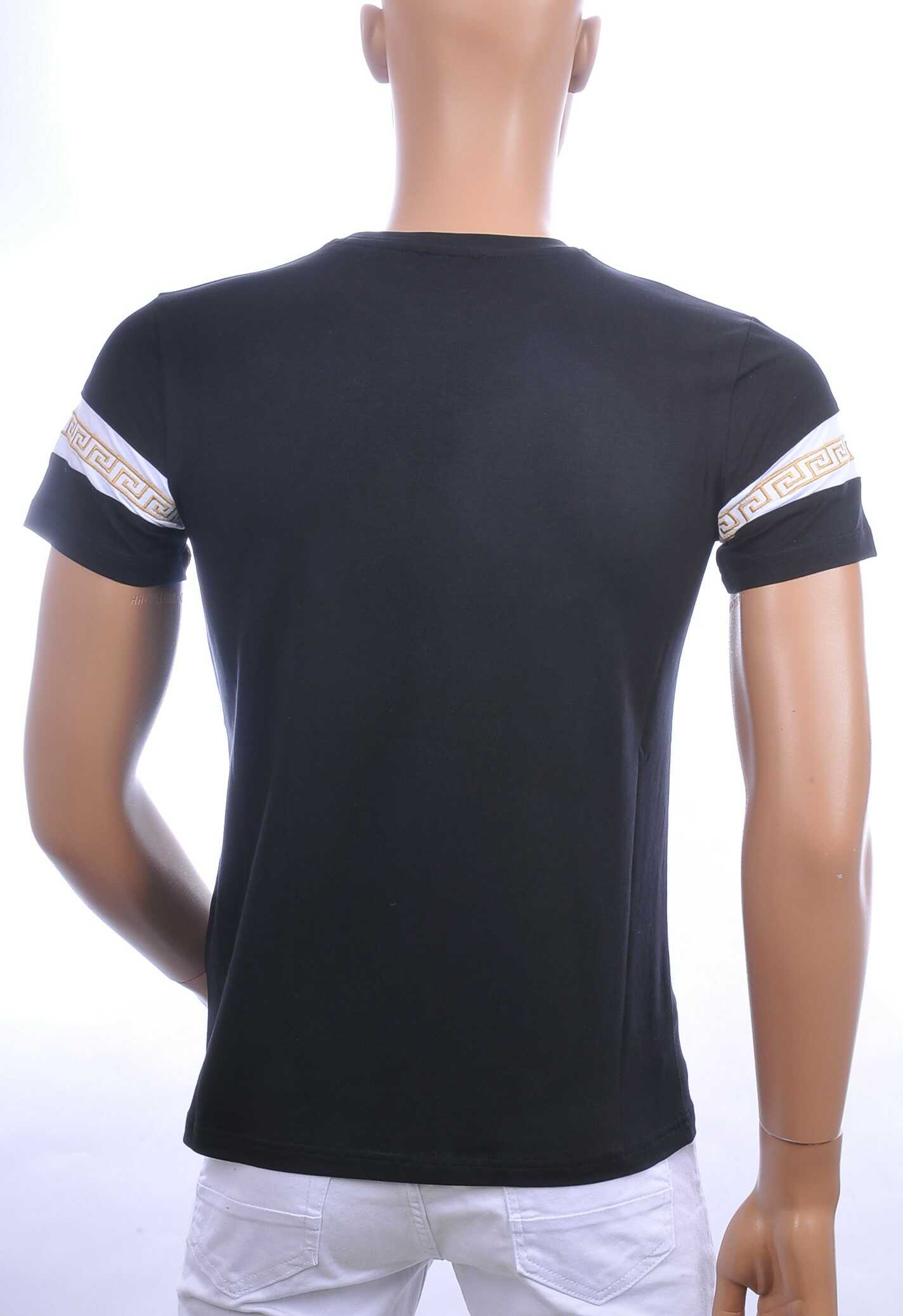 Ci-Borg trendy ronde hals heren T-shirt met leeuwenkop badge Zwart