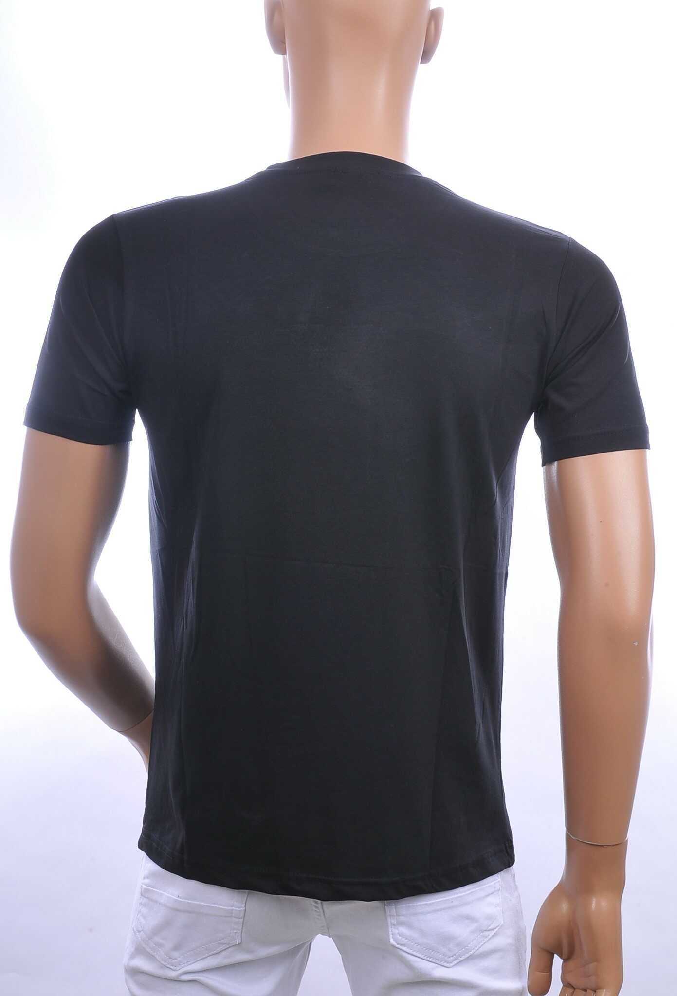 FRANCO RENZO ronde hals heren T-Shirt met COBRA print met steentjes Zwart