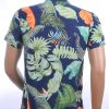 KZR trendy allover bladeren dessin heren korte mouwen festival overhemd Groen