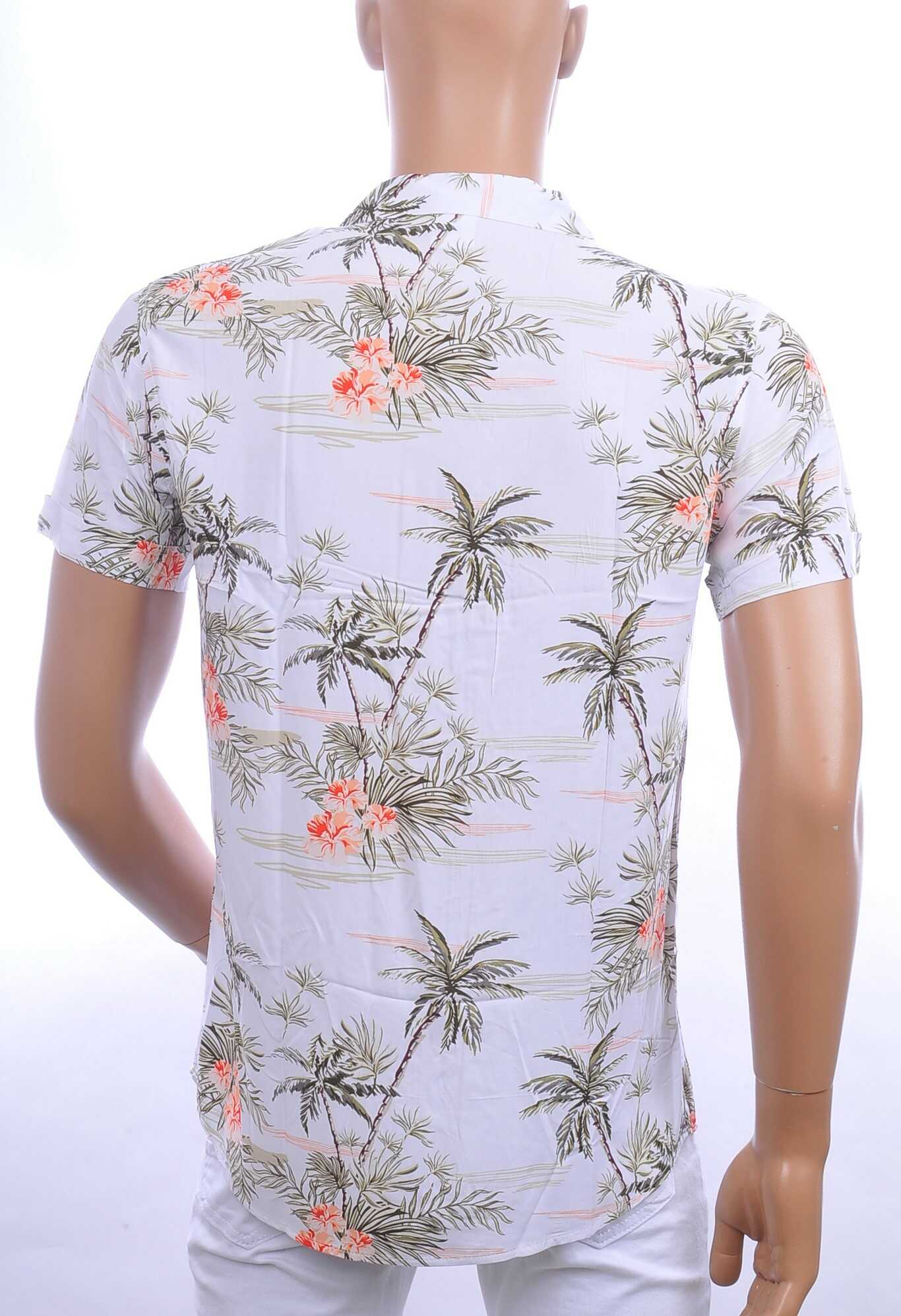KZR trendy allover bloemen dessin heren korte mouwen festival overhemd Wit