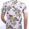 KZR trendy allover bomen dessin heren korte mouwen festival overhemd Wit