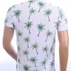 KZR trendy allover palmbomen dessin heren korte mouwen festival overhemd Wit