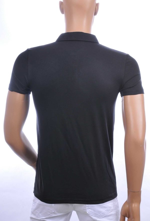 Les Designers Polo T-shirt met leeuwenkop print met steentjes Zwart