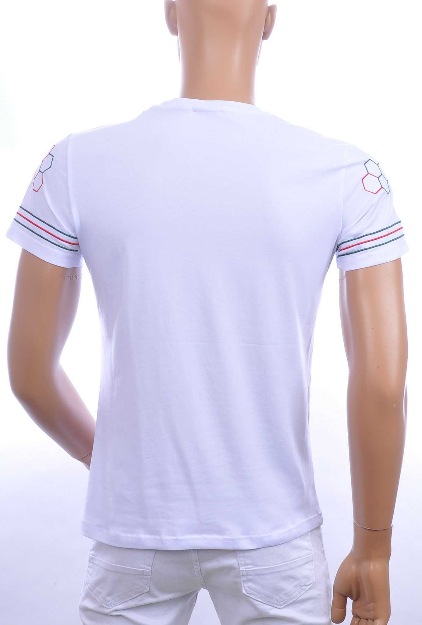 Les Designers ronde hals T-shirt met geborduurde leeuwenkop badge Wit