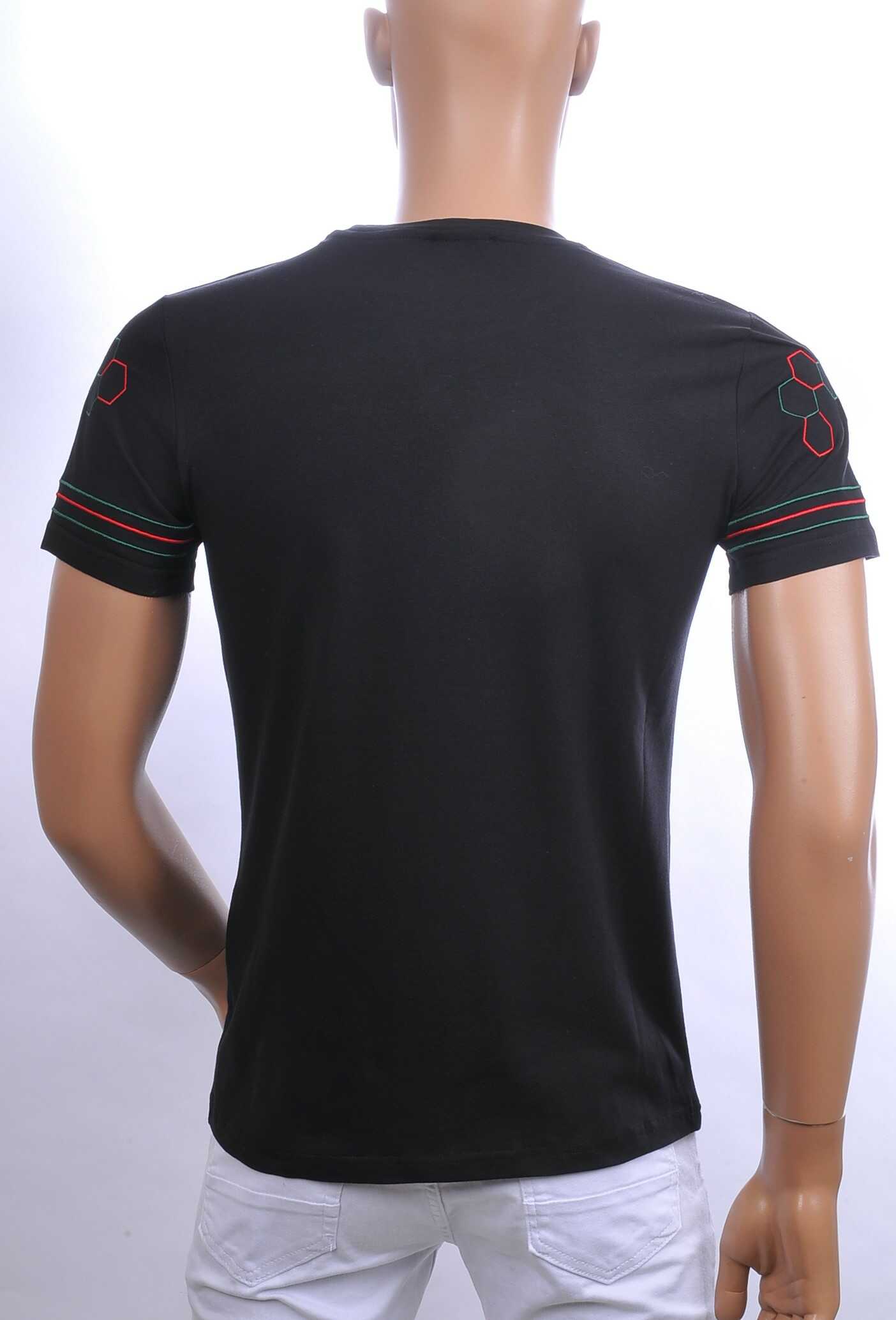 Les Designers ronde hals T-shirt met geborduurde leeuwenkop badge Zwart