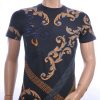 Les Designers ronde hals T-shirt met geborduurde tijgerkop met steentjes Navy