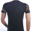 Les Designers ronde hals T-shirt met geborduurde tijgerkop met steentjes Navy